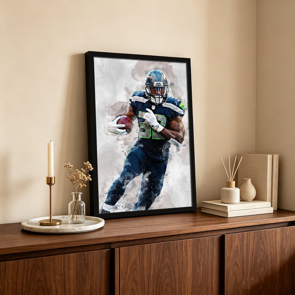 Chris Carson Celebrity Sports Art Poster School Dining Room Decoration 6 Canvas Wall Art Poster Decor Gift