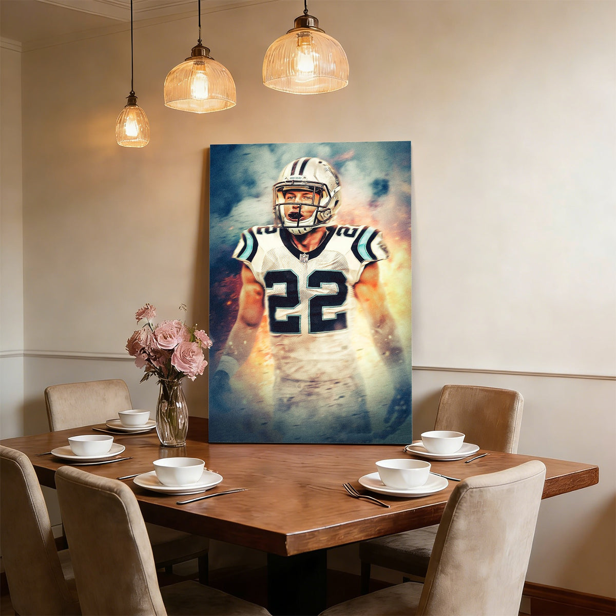 Christian McCaffrey Art Sports Decorative Poster School Dormitory 2 Canvas Wall Art Poster Decor Gift
