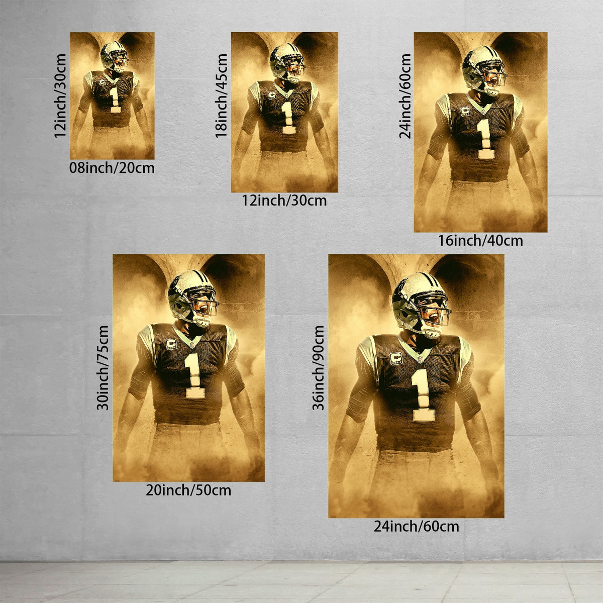 Cam Newton Art Sports Decorative Poster School Dormitory 9 Canvas Wall Art Poster Decor Gift