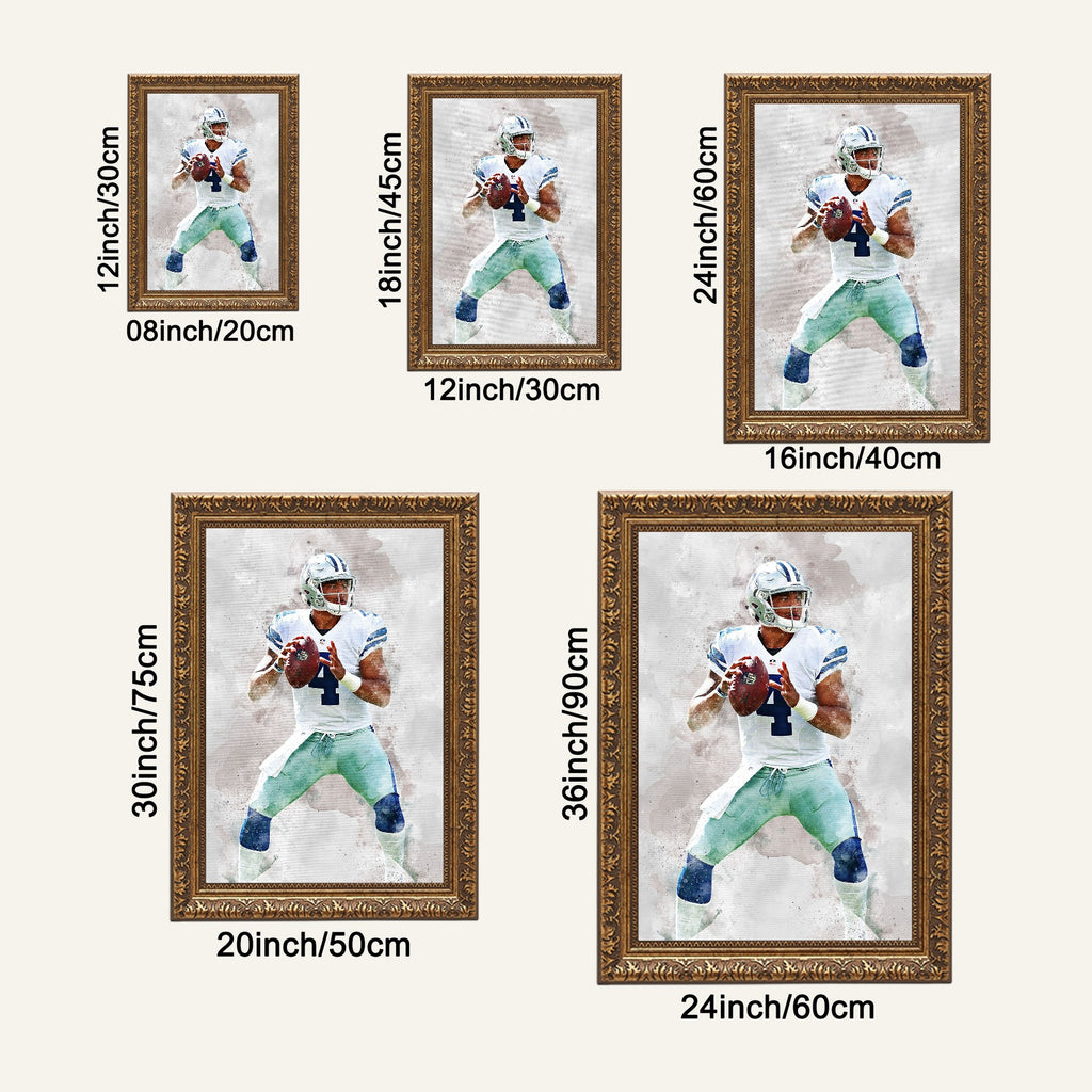 Dak Prescott Celebrity Sports Art Poster School Dining Room Decoration 4 Canvas Wall Art Poster Decor Gift
