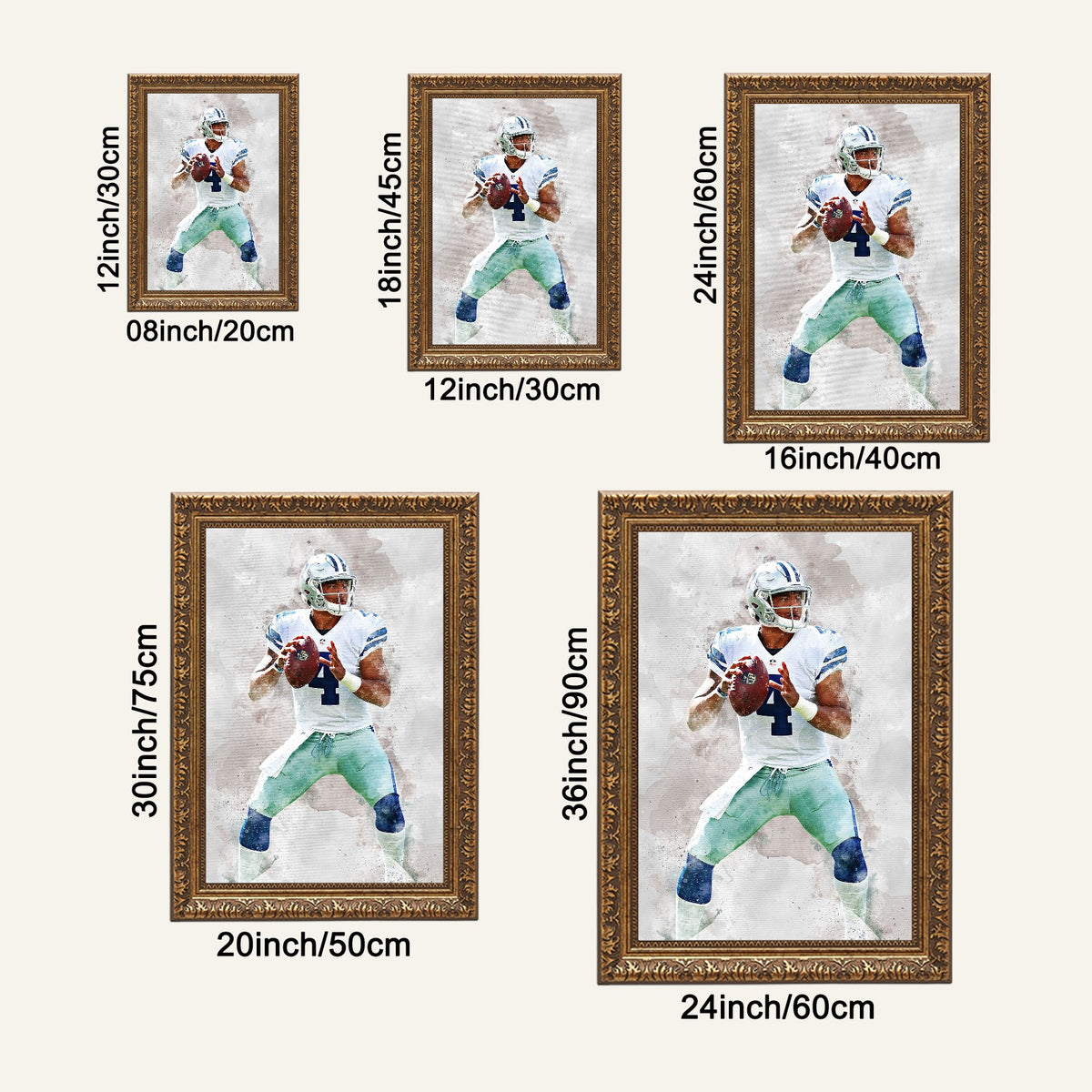 Dak Prescott Celebrity Sports Art Poster School Dining Room Decoration 4 Canvas Wall Art Poster Decor Gift