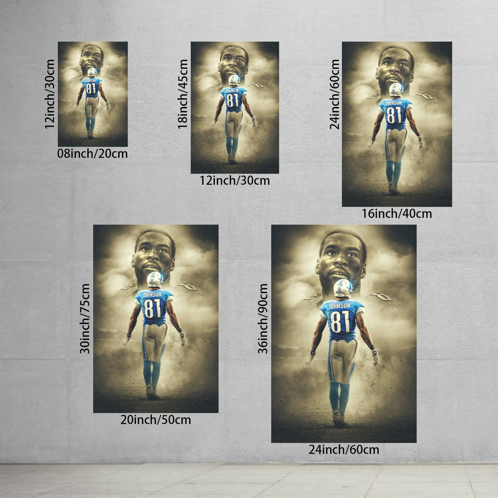 Calvin Johnson Art Sports Decorative Poster School Dormitory 2 Canvas Wall Art Poster Decor Gift
