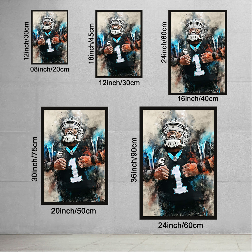 Cam Newton Celebrity Sports Art Poster School Dining Room Decoration 2 Canvas Wall Art Poster Decor Gift