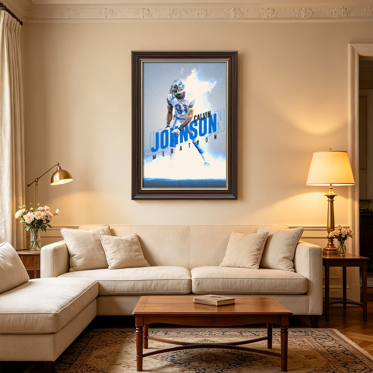 Calvin Johnson Celebrity Sports Art Poster School Dining Room Decoration 3 Canvas Wall Art Poster Decor Gift