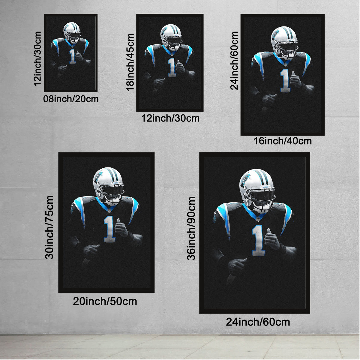 Cam Newton Art Sports Decorative Poster School Dormitory 3 Canvas Wall Art Poster Decor Gift