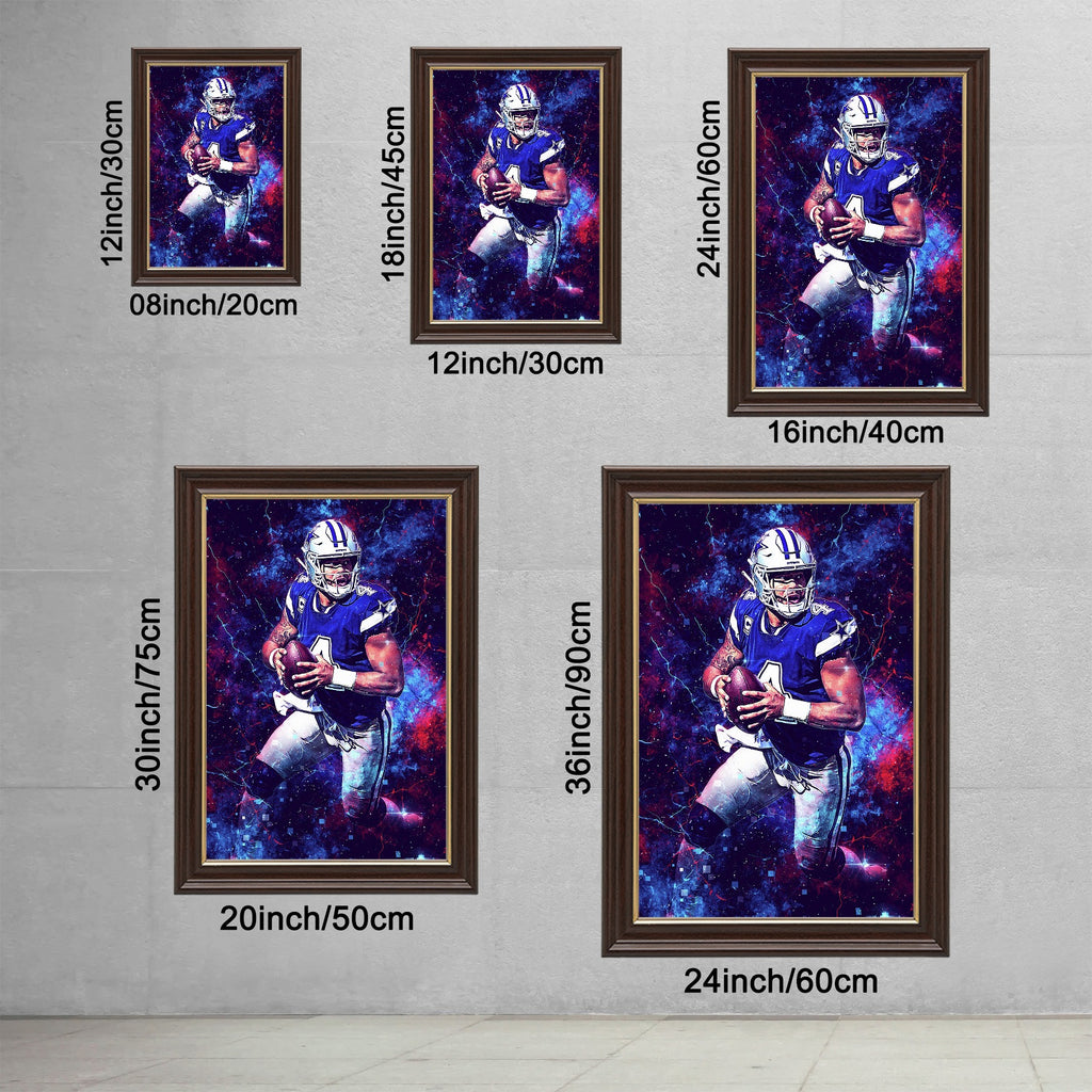 Dak Prescott Sports Celebrity Art Deco Poster 3 Canvas Wall Art Poster Decor Gift