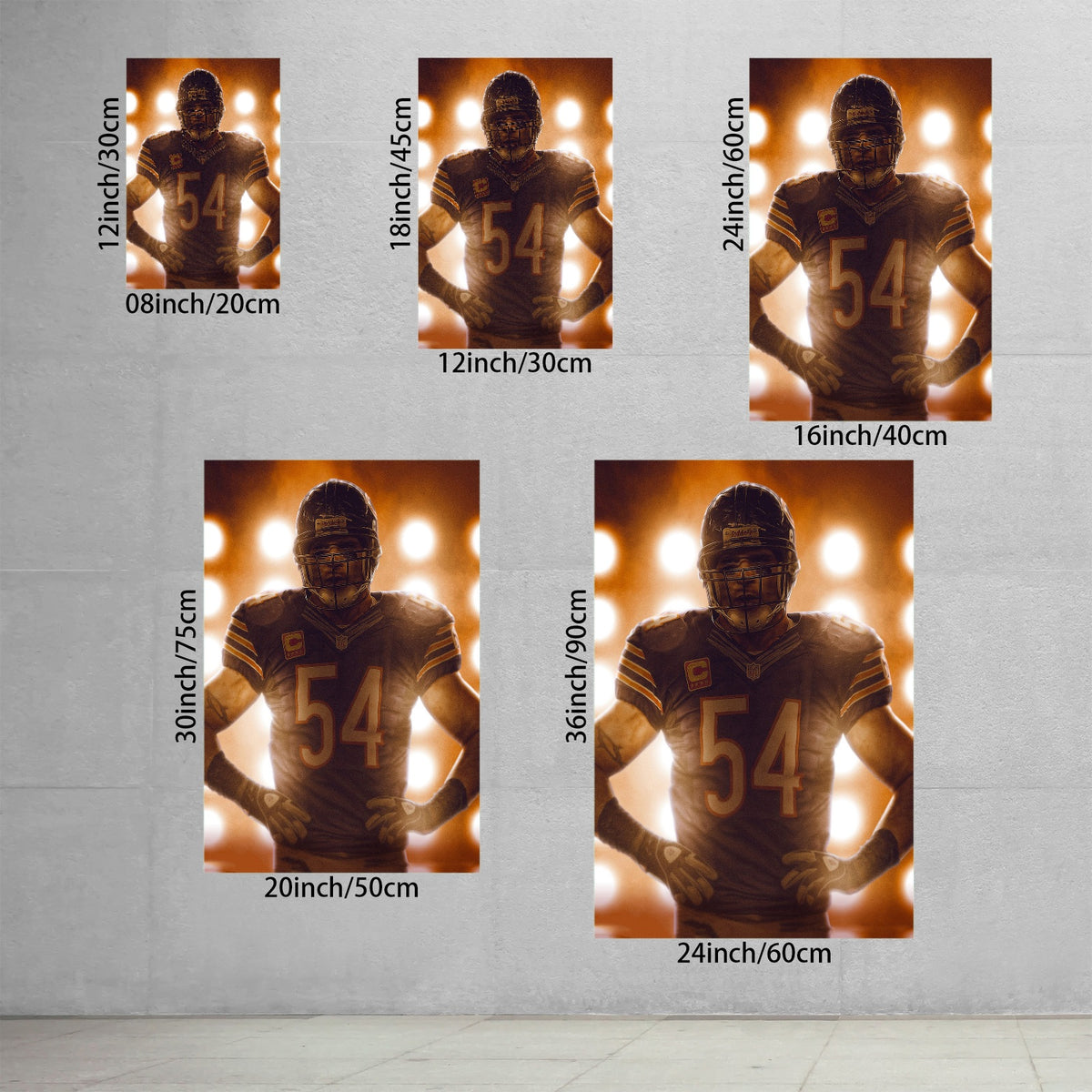 Brian Urlacher Art Sports Decorative Poster School Dormitory 5 Canvas Wall Art Poster Decor Gift