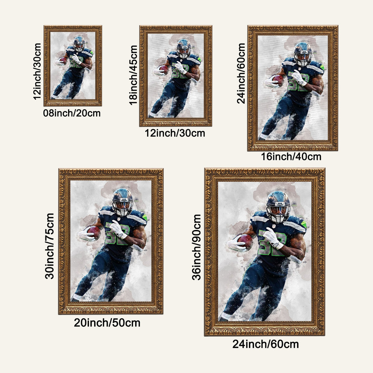 Chris Carson Celebrity Sports Art Poster School Dining Room Decoration 6 Canvas Wall Art Poster Decor Gift