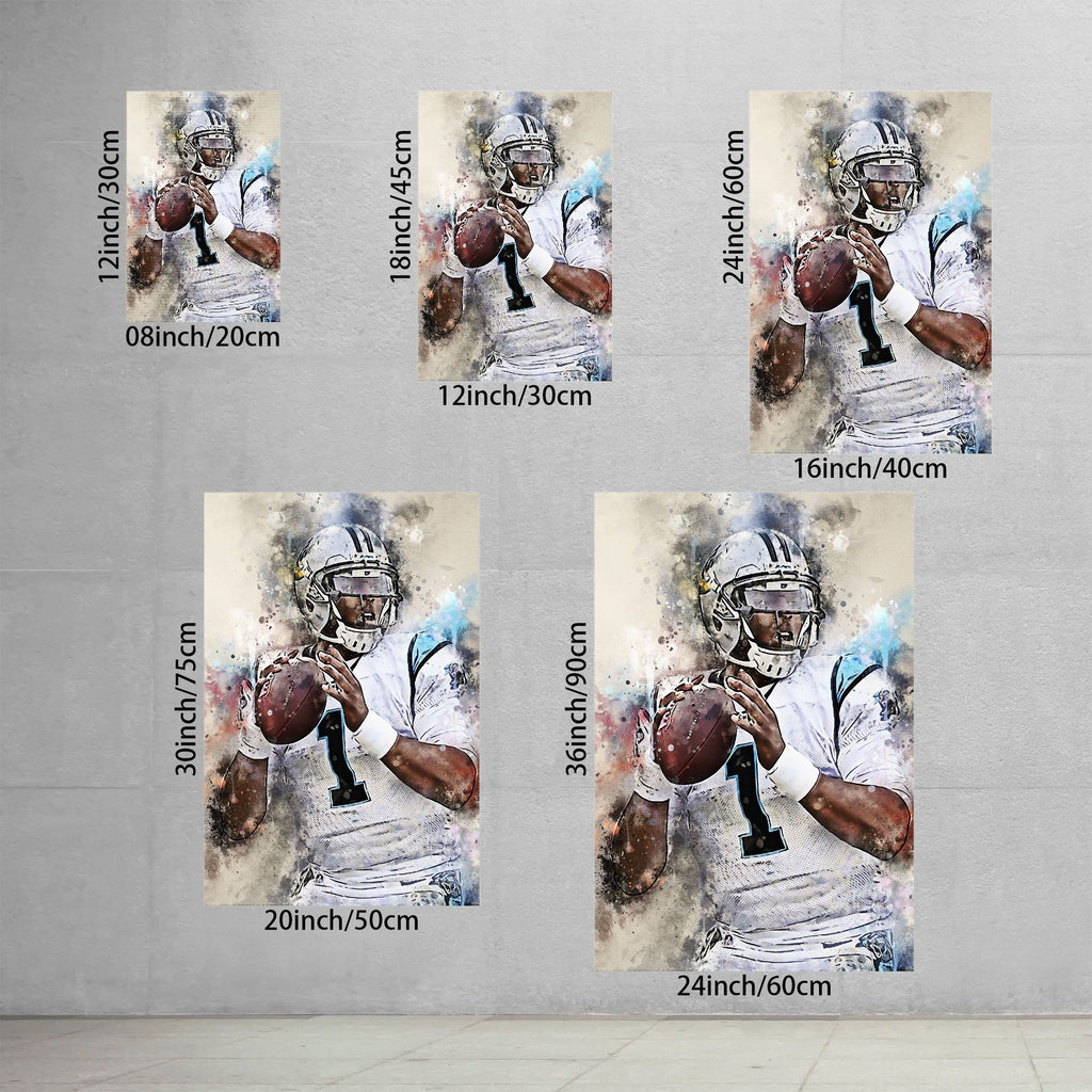Cam Newton Celebrity Sports Art Poster School Dining Room Decoration 6 Canvas Wall Art Poster Decor Gift