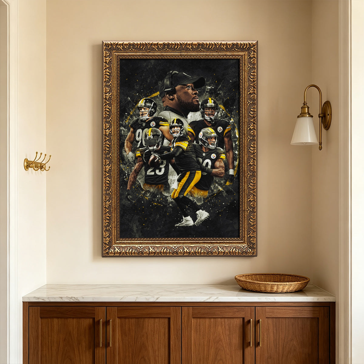 Ben Roethlisberger JuJu Smith Schuster TJ Watt Art Sports Decorative Poster School Dormitory 3 Canvas Wall Art Poster Decor Gift