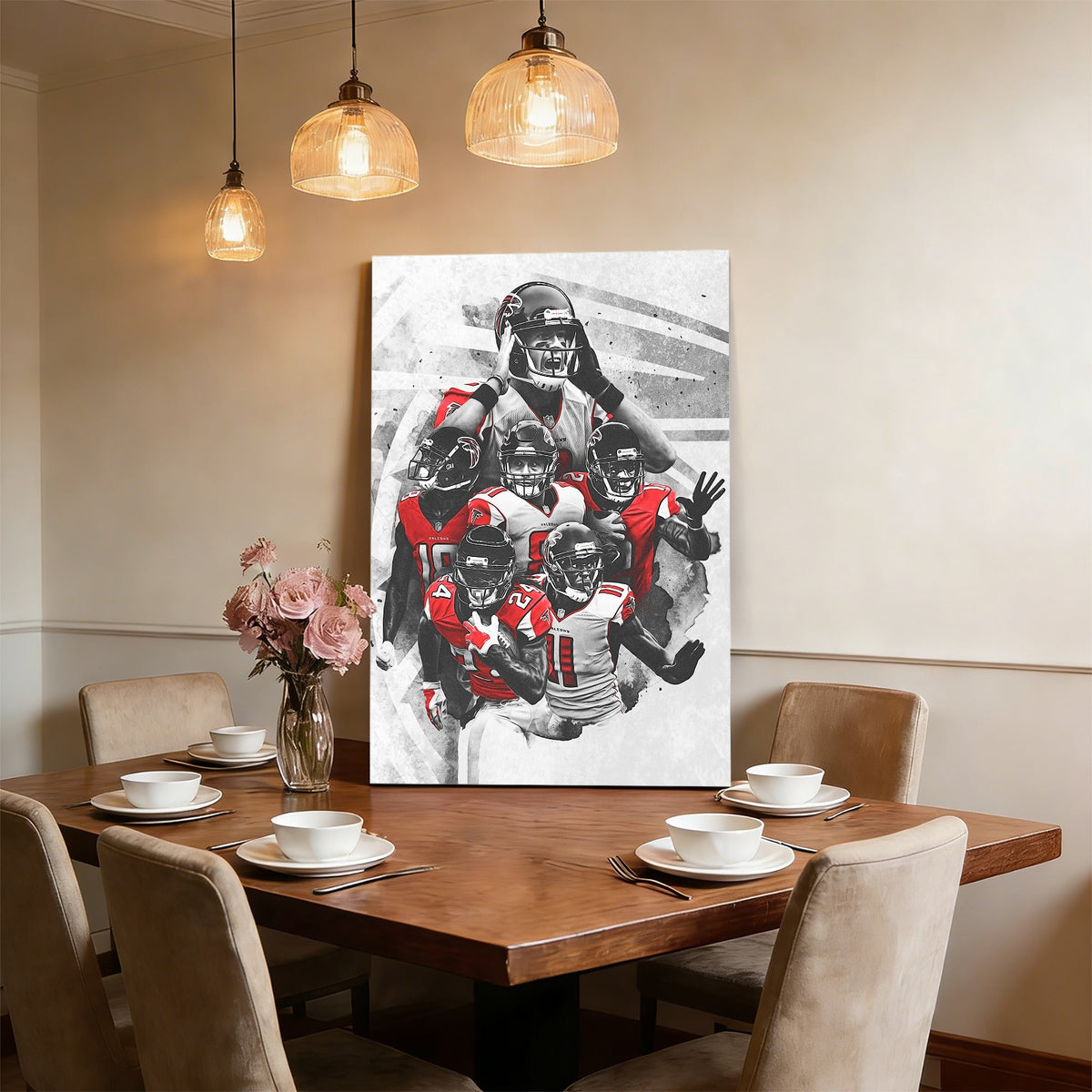 Calvin Ridley Austin Hooper Mohamed Sanu Sr Matt Ryan Celebrity Sports Art Poster School Dining Room Decoration 2 Canvas Wall Art Poster Decor Gift