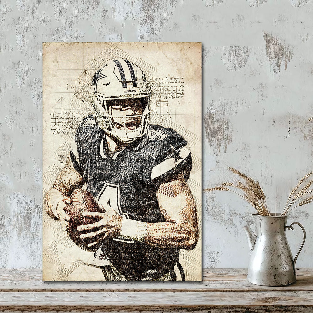 Dak Prescott Sports Celebrity Art Deco Poster 5 Canvas Wall Art Poster Decor Gift