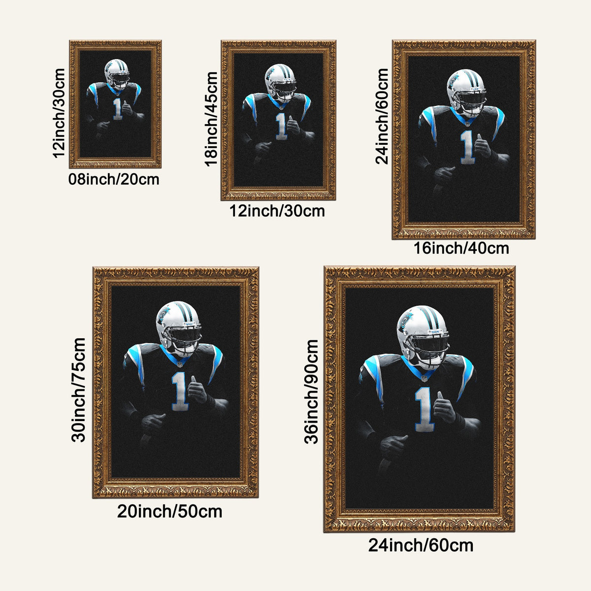 Cam Newton Art Sports Decorative Poster School Dormitory 3 Canvas Wall Art Poster Decor Gift
