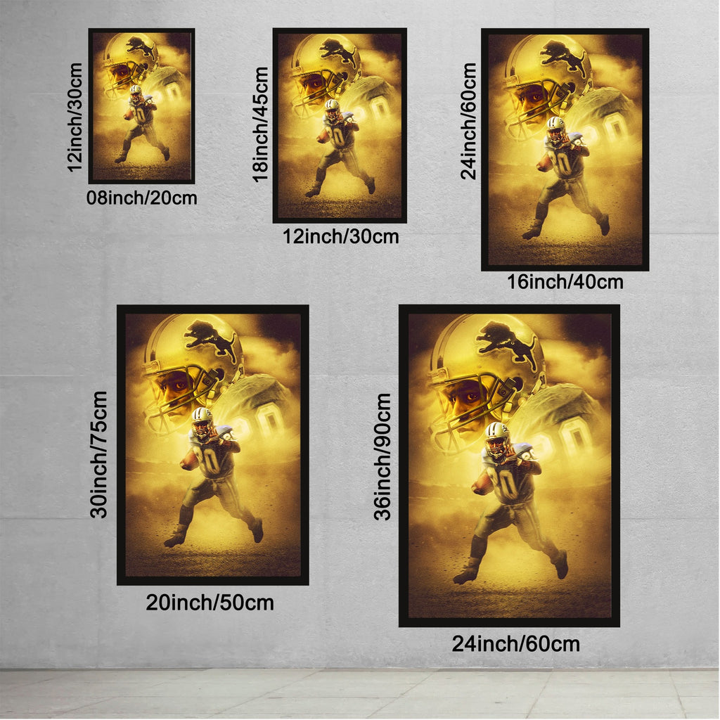 Barry Sanders Art Sports Decorative Poster School Dormitory 9 Canvas Wall Art Poster Decor Gift