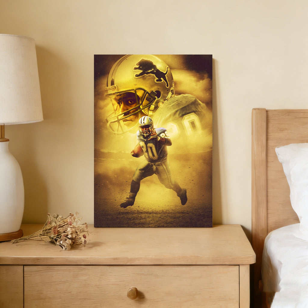 Barry Sanders Art Sports Decorative Poster School Dormitory 9 Canvas Wall Art Poster Decor Gift