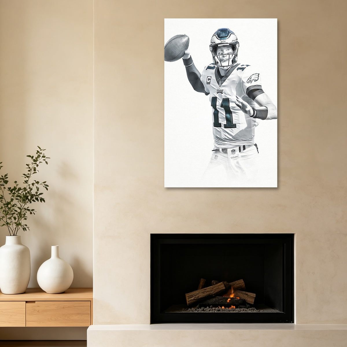 Carson Wentz Art Sports Decorative Poster School Dormitory 9 Canvas Wall Art Poster Decor Gift