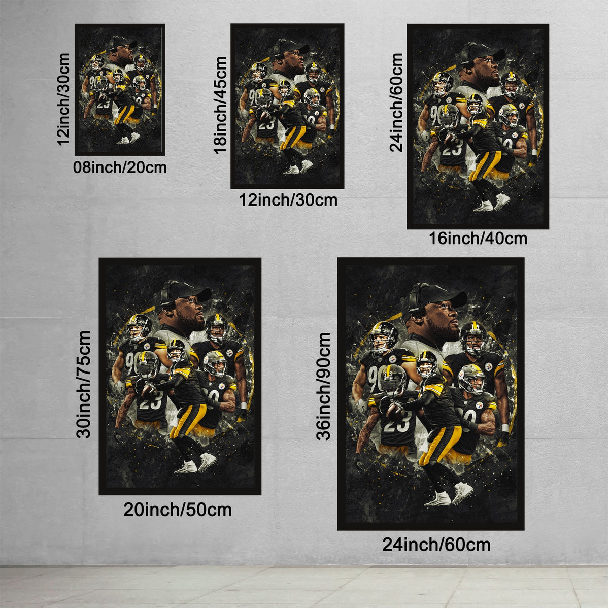 Ben Roethlisberger JuJu Smith Schuster TJ Watt Art Sports Decorative Poster School Dormitory 3 Canvas Wall Art Poster Decor Gift