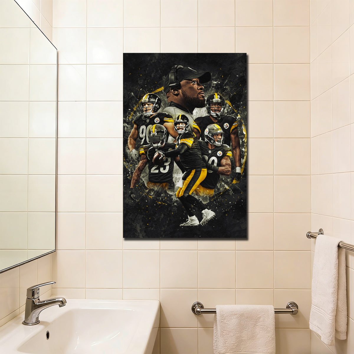 Ben Roethlisberger JuJu Smith Schuster TJ Watt Art Sports Decorative Poster School Dormitory 3 Canvas Wall Art Poster Decor Gift