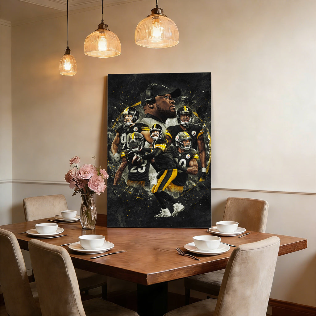 Ben Roethlisberger JuJu Smith Schuster TJ Watt Art Sports Decorative Poster School Dormitory 3 Canvas Wall Art Poster Decor Gift