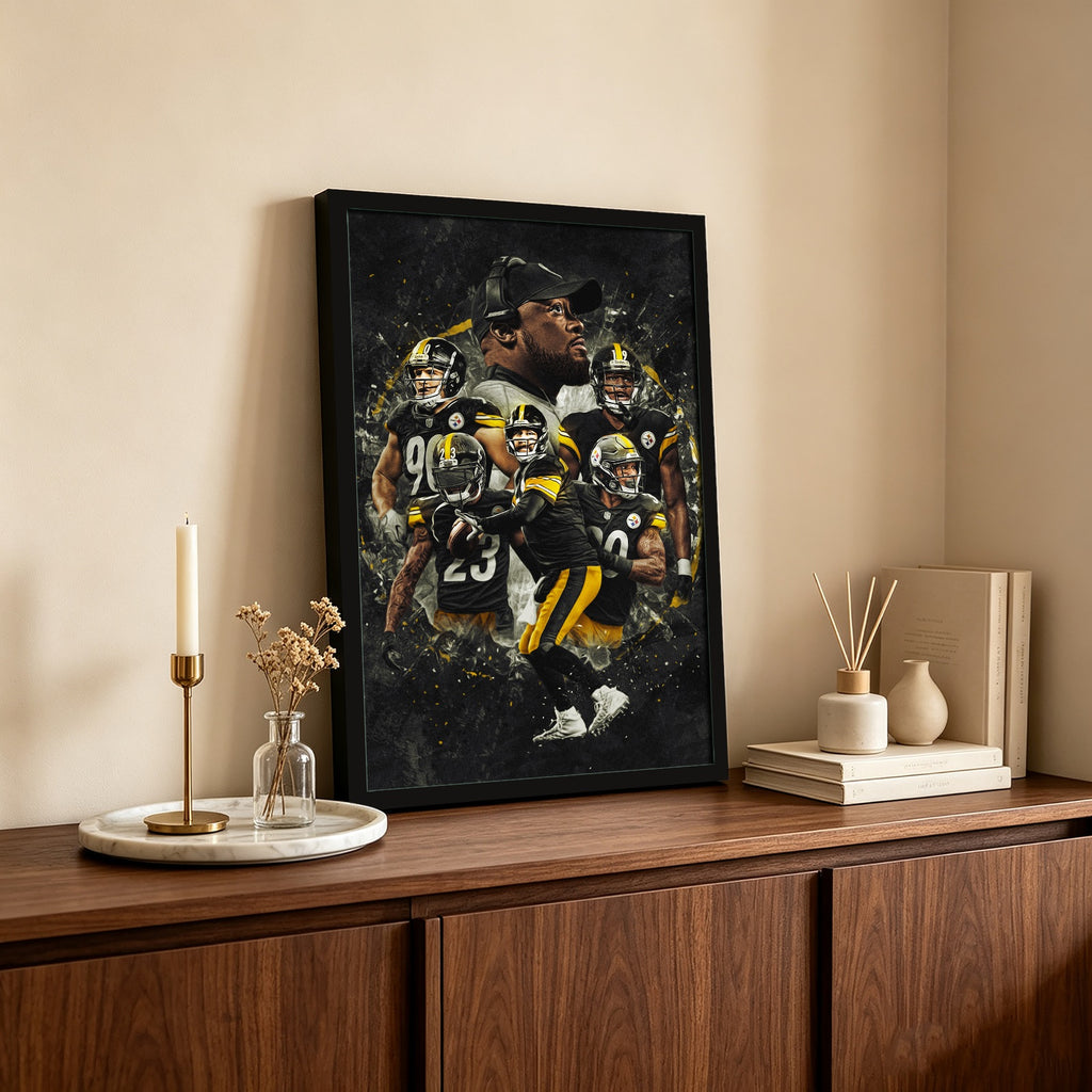 Ben Roethlisberger JuJu Smith Schuster TJ Watt Art Sports Decorative Poster School Dormitory 3 Canvas Wall Art Poster Decor Gift