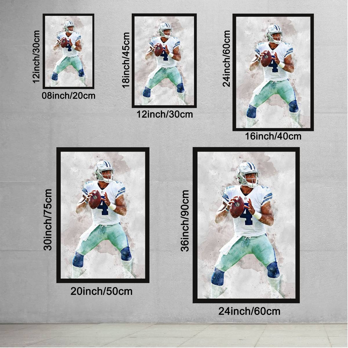 Dak Prescott Celebrity Sports Art Poster School Dining Room Decoration 4 Canvas Wall Art Poster Decor Gift