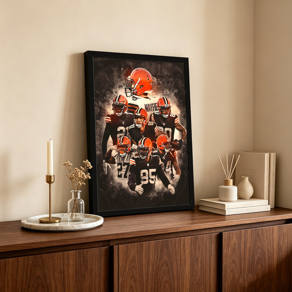 Baker Mayfield Kareem Hunt Austin Hooper Denzel Ward Art Sports Decorative Poster School Dormitory 1 Canvas Wall Art Poster Decor Gift