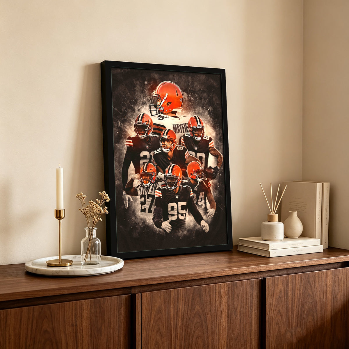 Baker Mayfield Kareem Hunt Austin Hooper Denzel Ward Art Sports Decorative Poster School Dormitory 1 Canvas Wall Art Poster Decor Gift