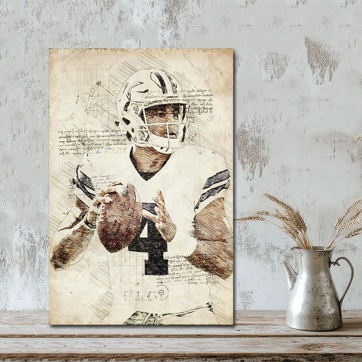 Dak Prescott Sports Celebrity Art Deco Poster 4 Canvas Wall Art Poster Decor Gift