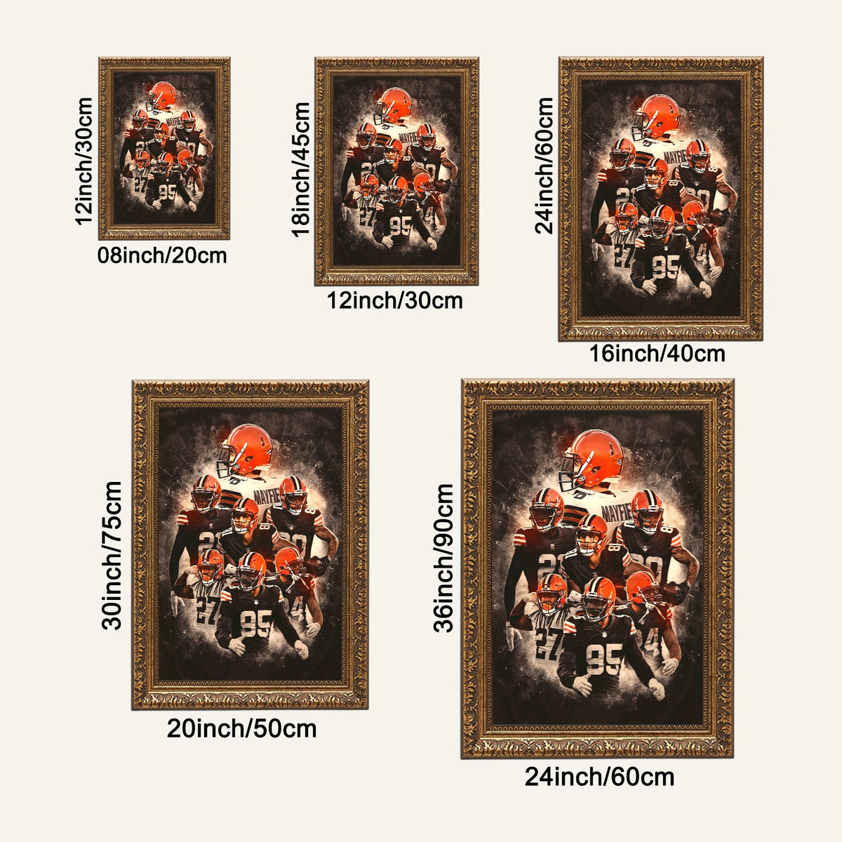 Baker Mayfield Kareem Hunt Austin Hooper Denzel Ward Art Sports Decorative Poster School Dormitory 1 Canvas Wall Art Poster Decor Gift
