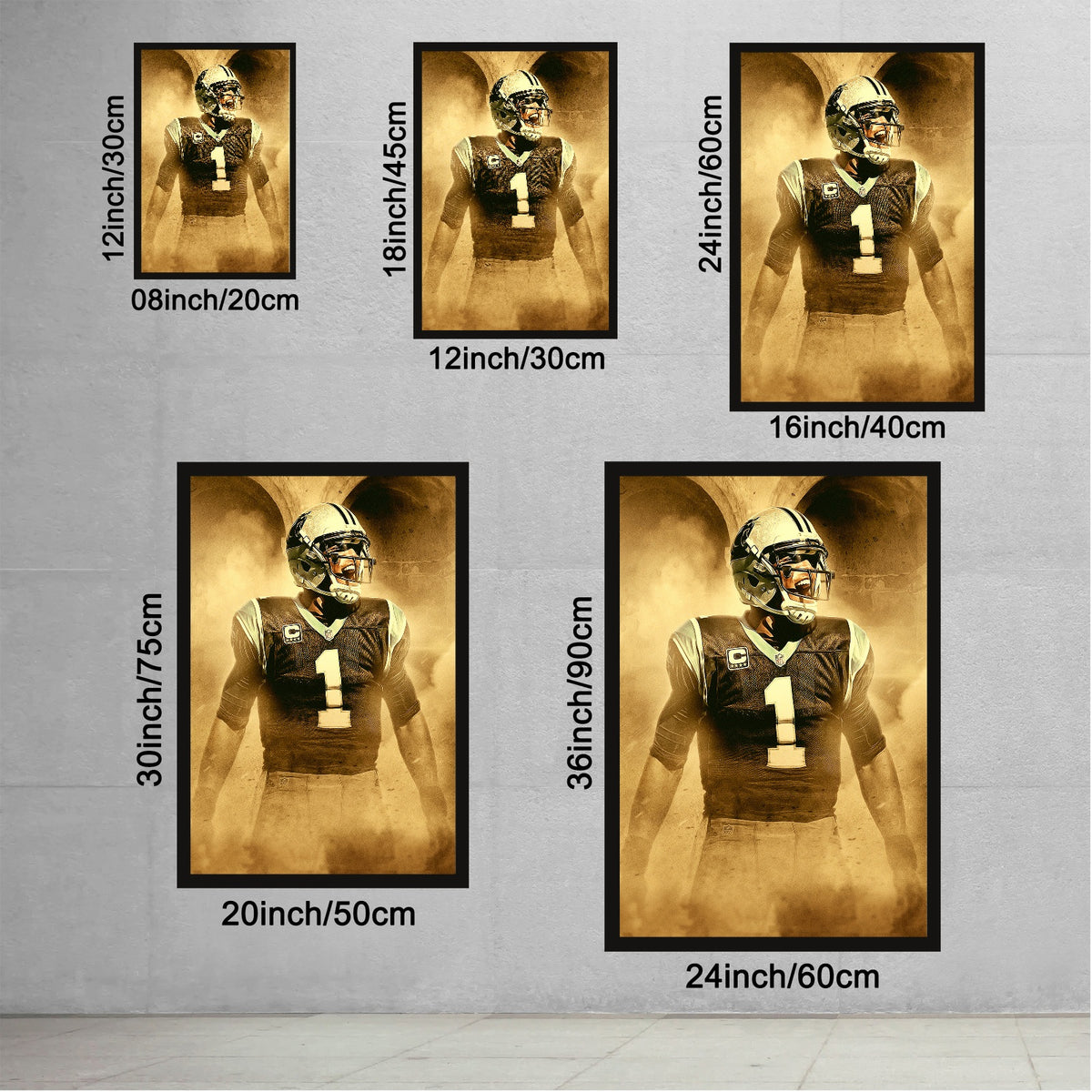 Cam Newton Art Sports Decorative Poster School Dormitory 9 Canvas Wall Art Poster Decor Gift