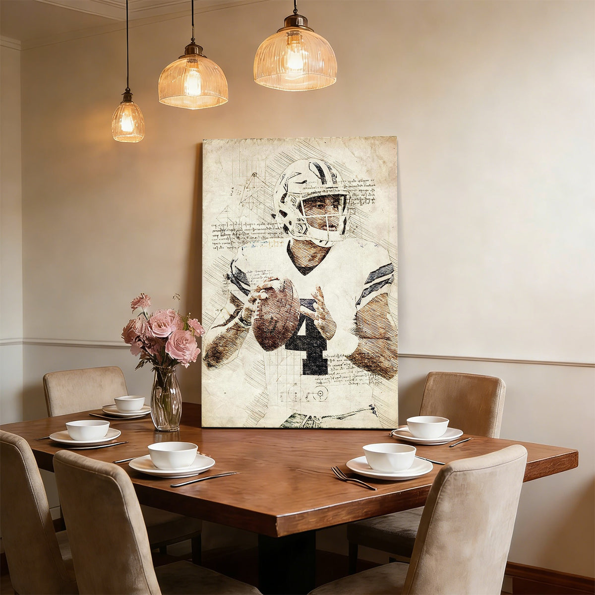 Dak Prescott Sports Celebrity Art Deco Poster 4 Canvas Wall Art Poster Decor Gift