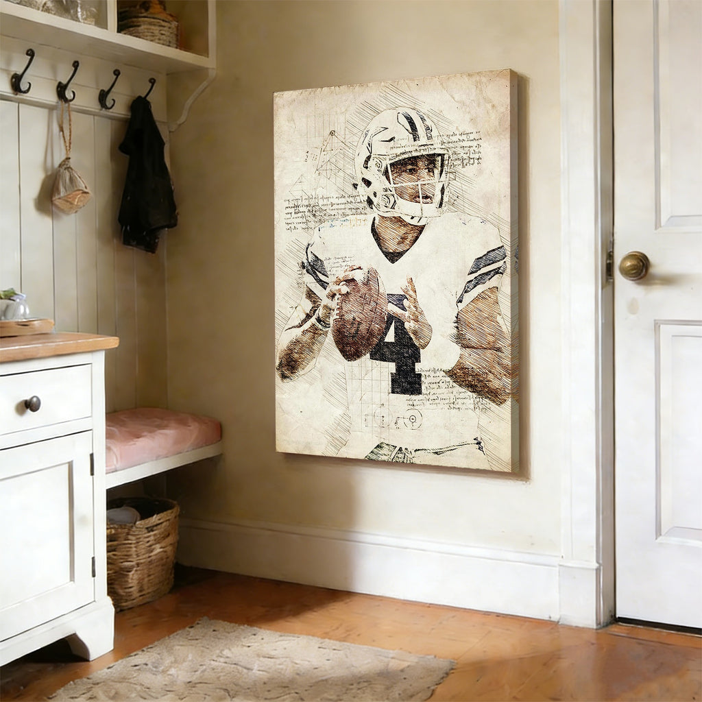 Dak Prescott Sports Celebrity Art Deco Poster 4 Canvas Wall Art Poster Decor Gift