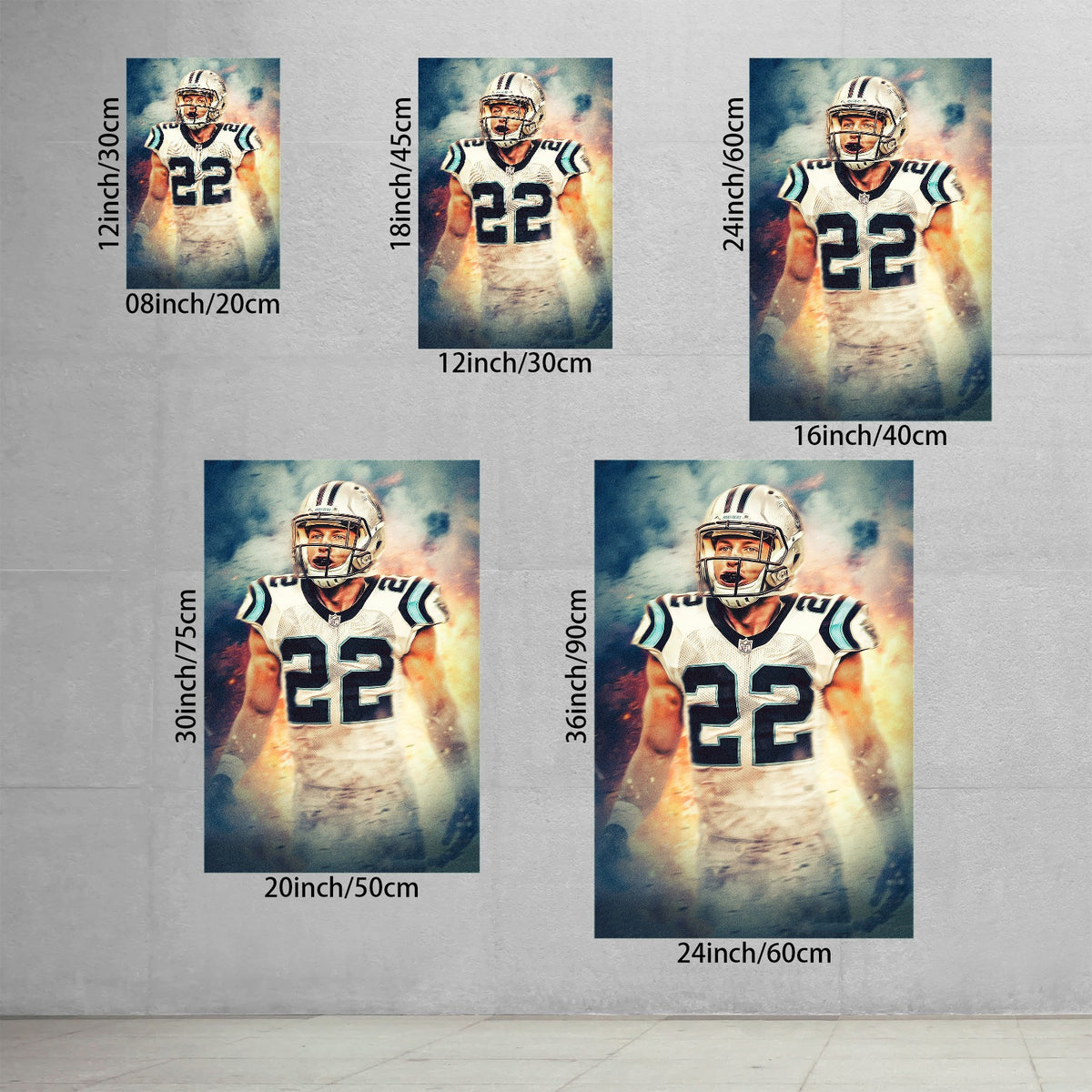 Christian McCaffrey Art Sports Decorative Poster School Dormitory 2 Canvas Wall Art Poster Decor Gift