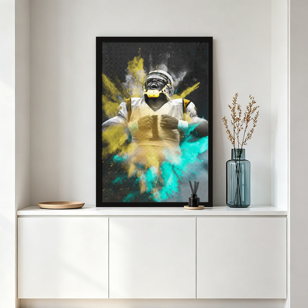 Cam Newton Sports Celebrity Art Deco Poster 3 Canvas Wall Art Poster Decor Gift