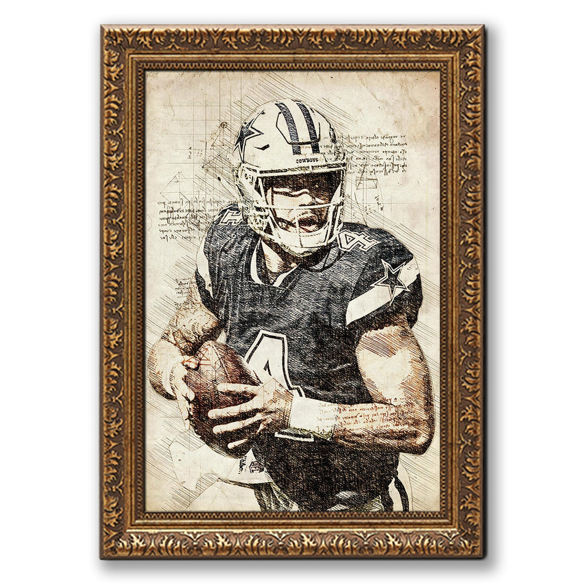 Dak Prescott Sports Celebrity Art Deco Poster 5 Canvas Wall Art Poster Decor Gift