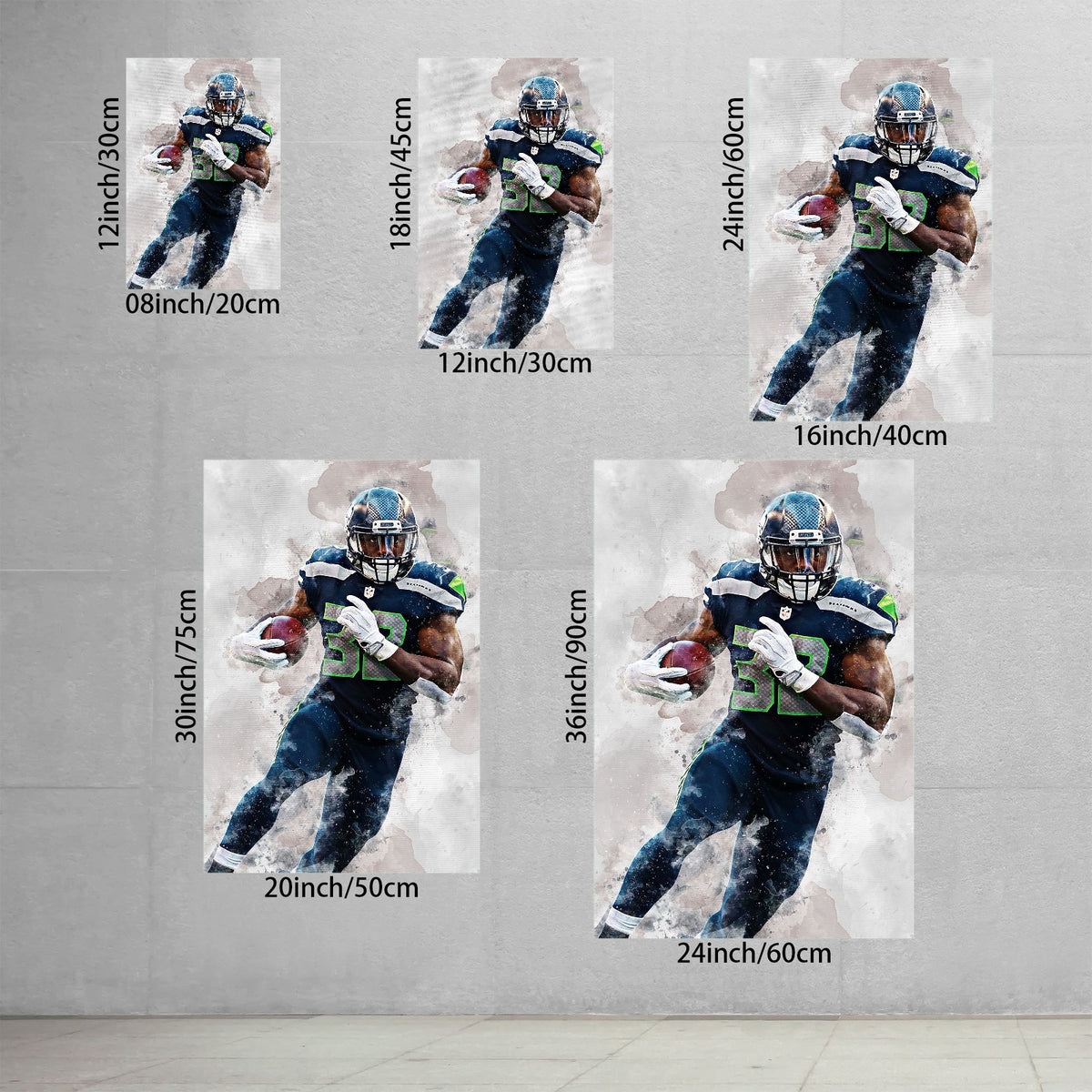 Chris Carson Celebrity Sports Art Poster School Dining Room Decoration 6 Canvas Wall Art Poster Decor Gift