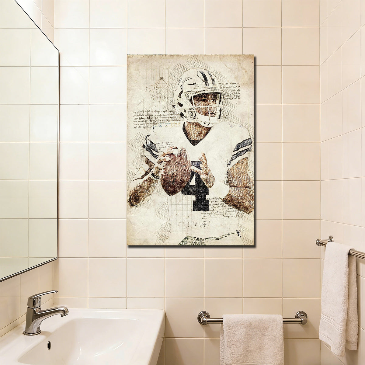Dak Prescott Sports Celebrity Art Deco Poster 4 Canvas Wall Art Poster Decor Gift