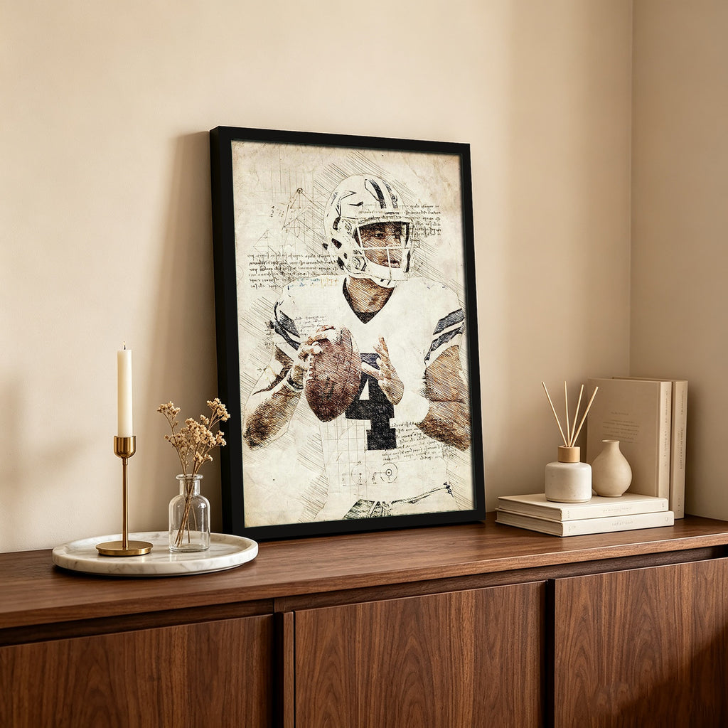Dak Prescott Sports Celebrity Art Deco Poster 4 Canvas Wall Art Poster Decor Gift