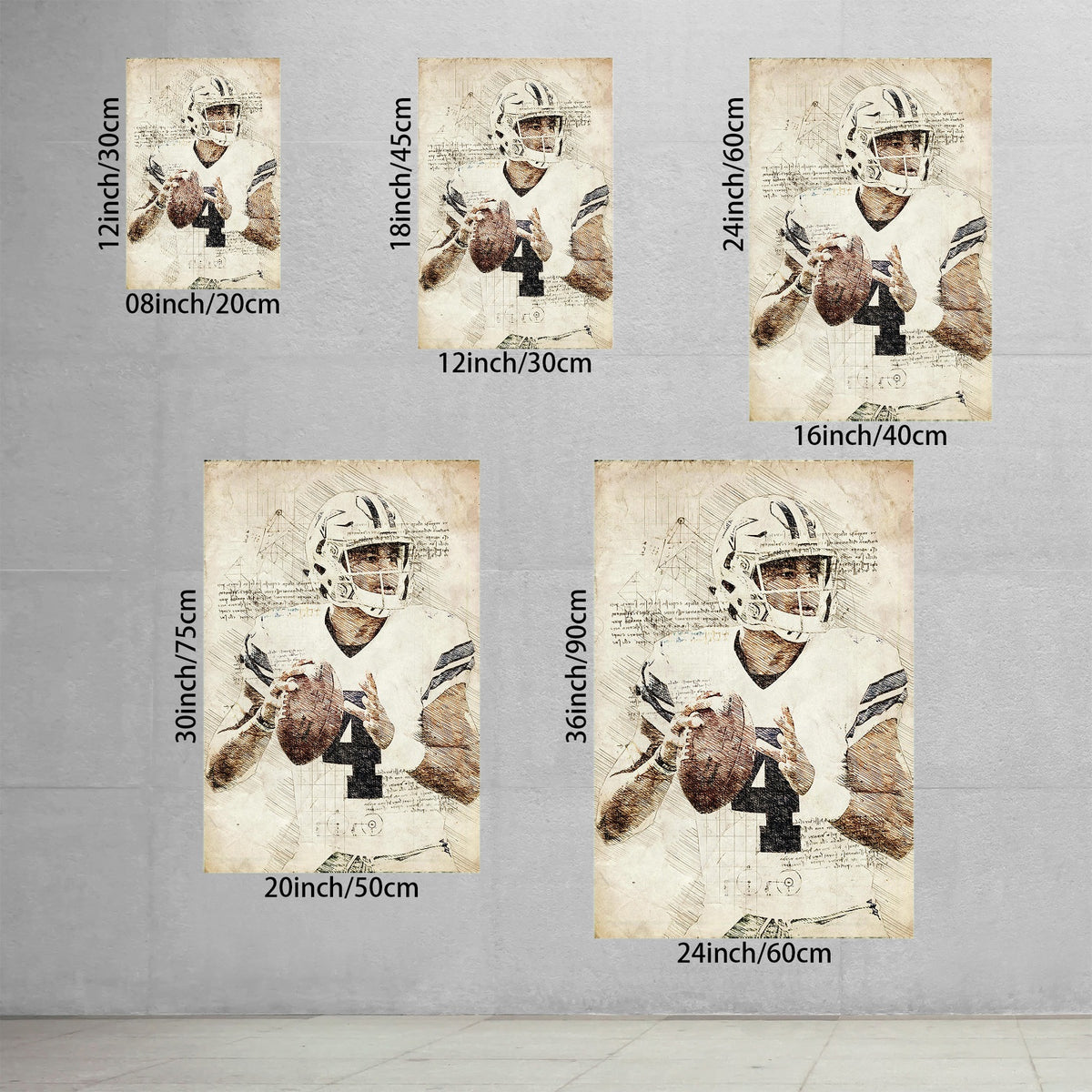 Dak Prescott Sports Celebrity Art Deco Poster 4 Canvas Wall Art Poster Decor Gift