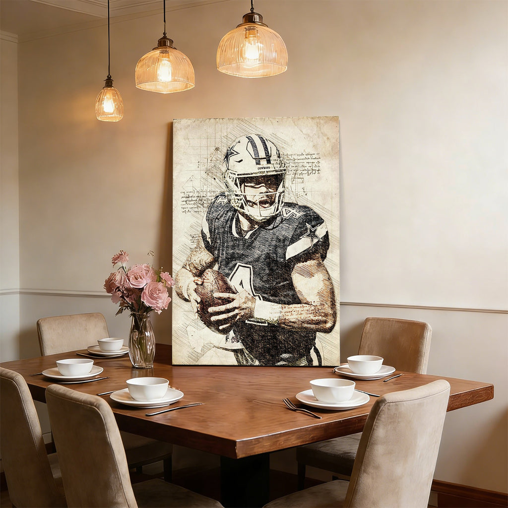 Dak Prescott Sports Celebrity Art Deco Poster 5 Canvas Wall Art Poster Decor Gift