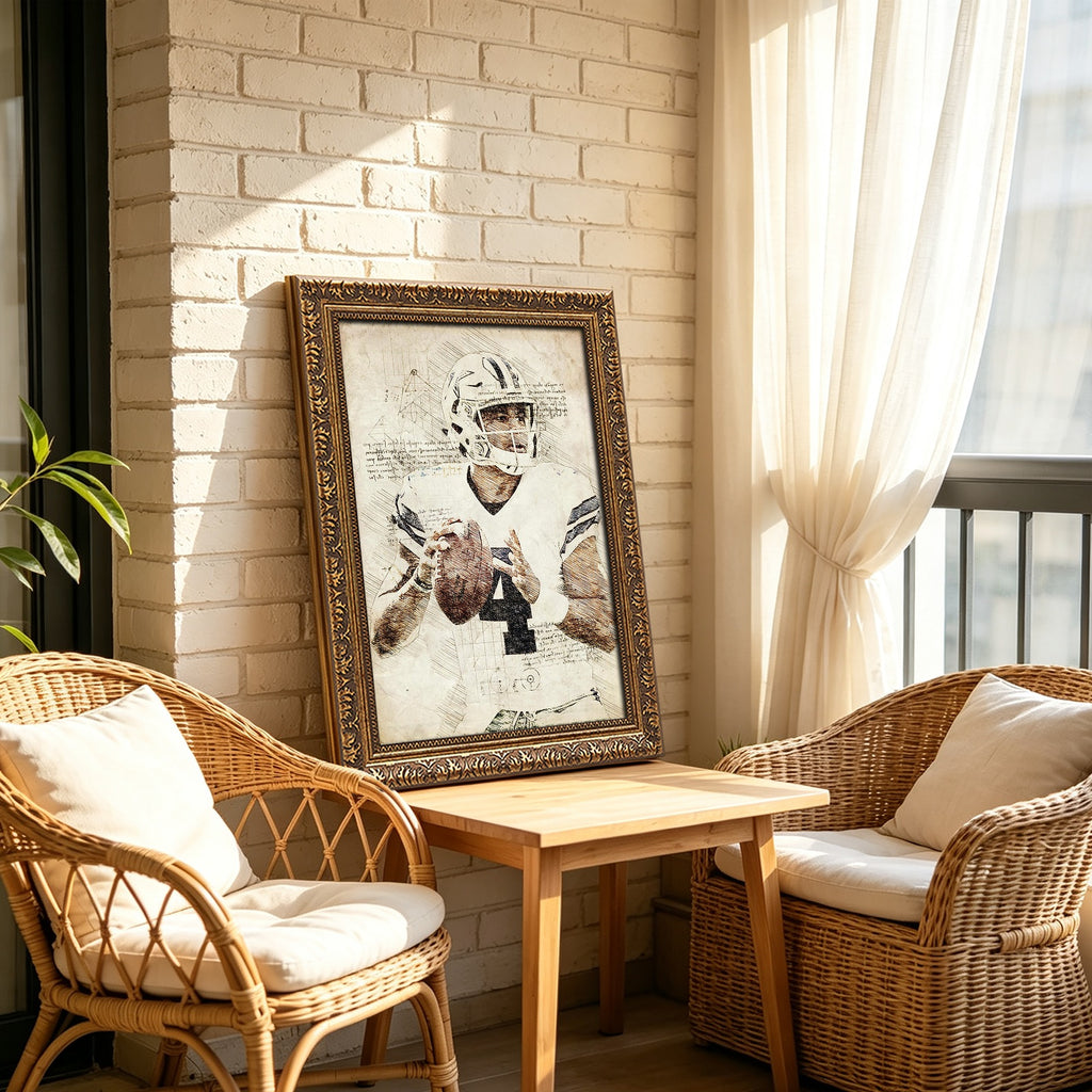Dak Prescott Sports Celebrity Art Deco Poster 4 Canvas Wall Art Poster Decor Gift