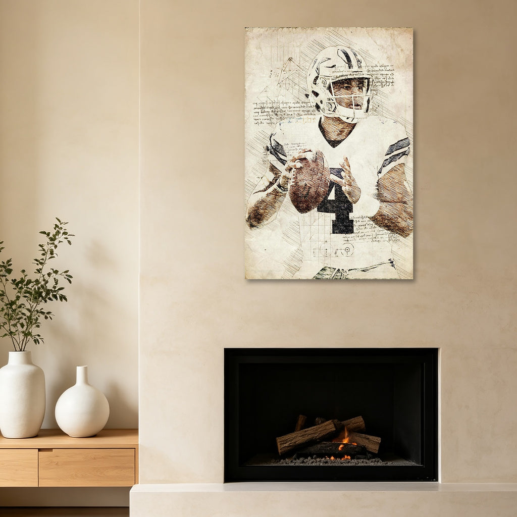 Dak Prescott Sports Celebrity Art Deco Poster 4 Canvas Wall Art Poster Decor Gift