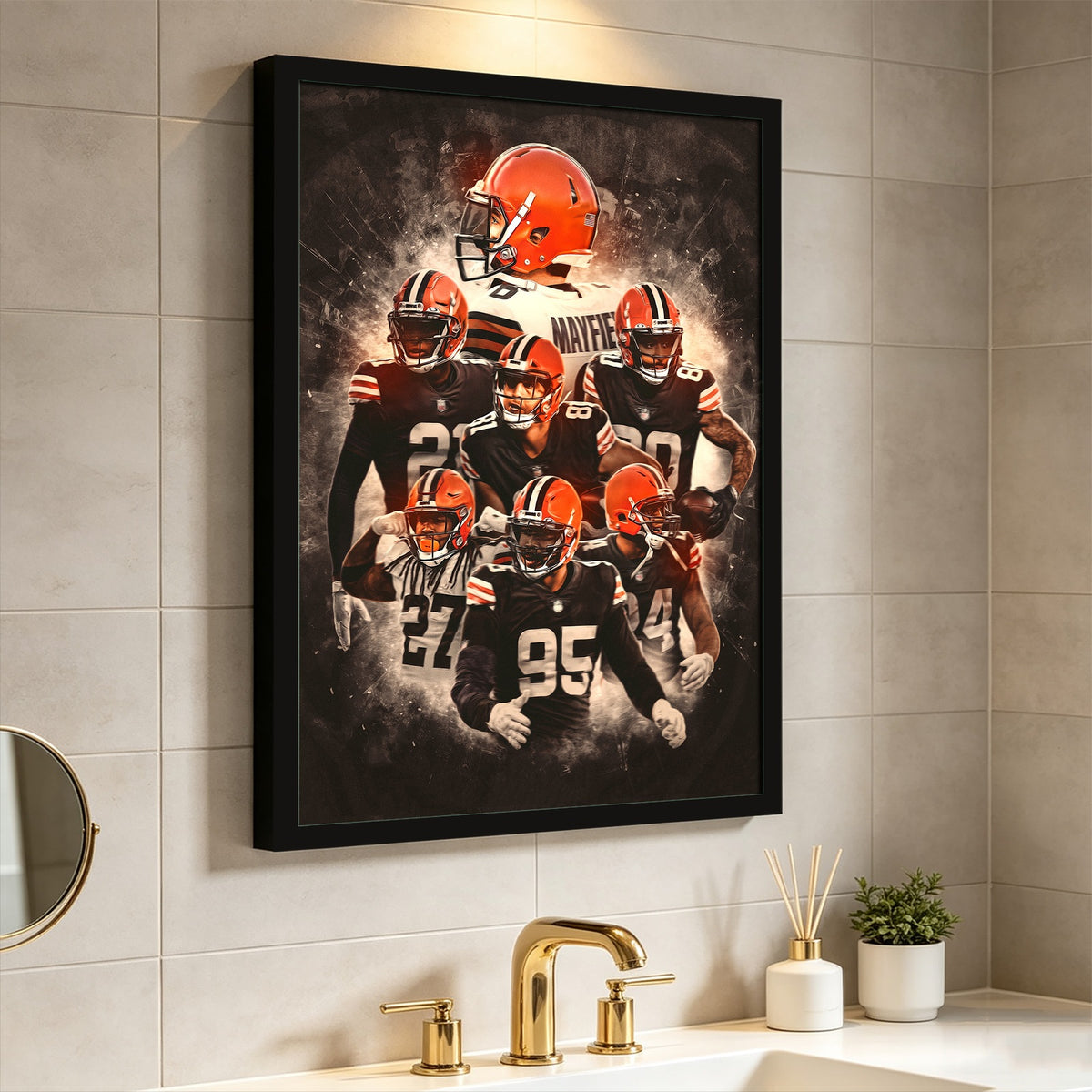 Baker Mayfield Kareem Hunt Austin Hooper Denzel Ward Art Sports Decorative Poster School Dormitory 1 Canvas Wall Art Poster Decor Gift