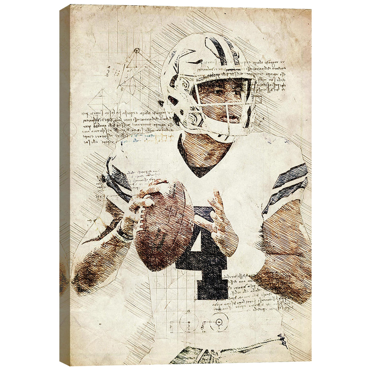 Dak Prescott Sports Celebrity Art Deco Poster 4 Canvas Wall Art Poster Decor Gift