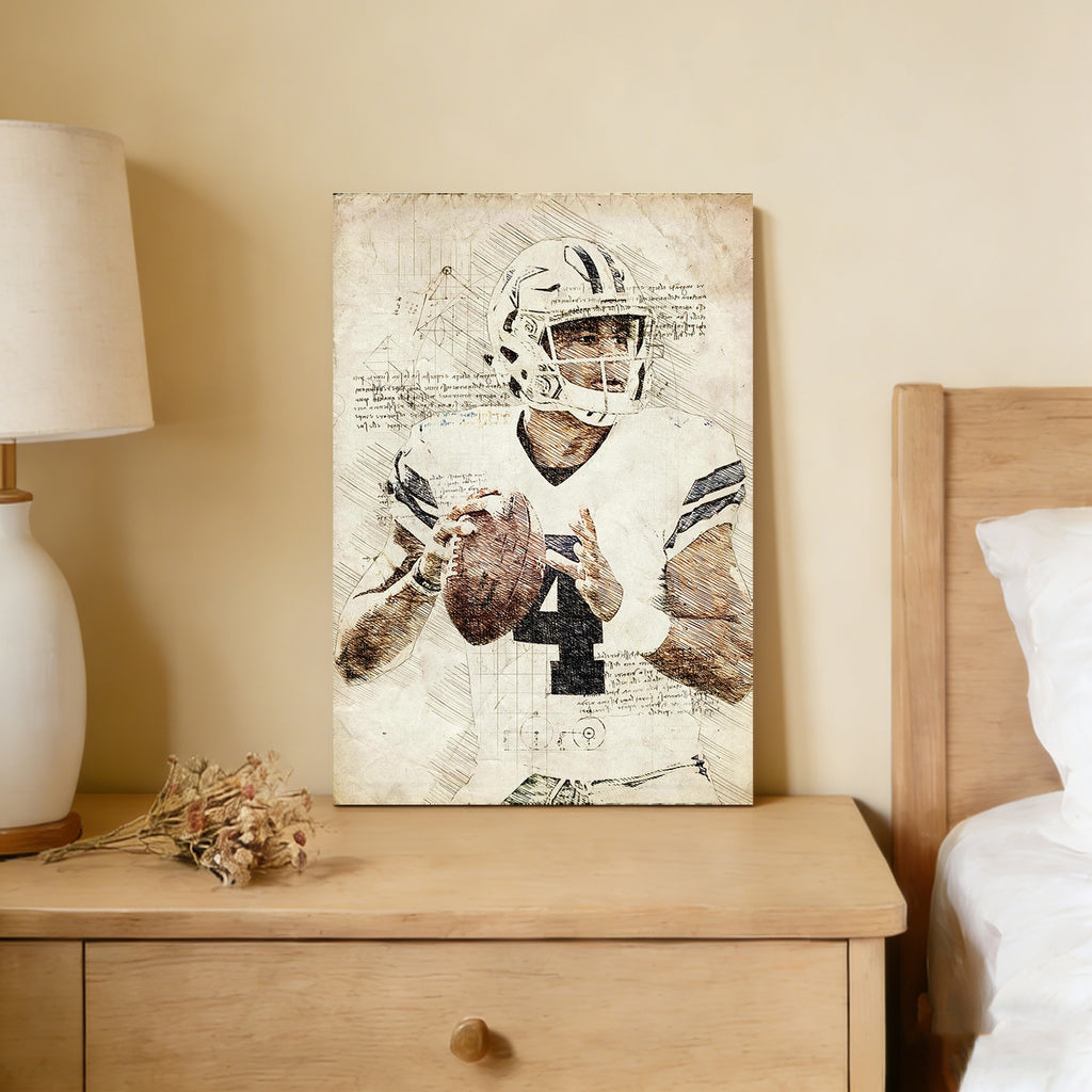 Dak Prescott Sports Celebrity Art Deco Poster 4 Canvas Wall Art Poster Decor Gift