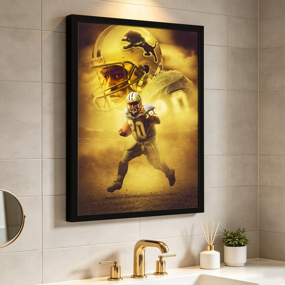 Barry Sanders Art Sports Decorative Poster School Dormitory 9 Canvas Wall Art Poster Decor Gift