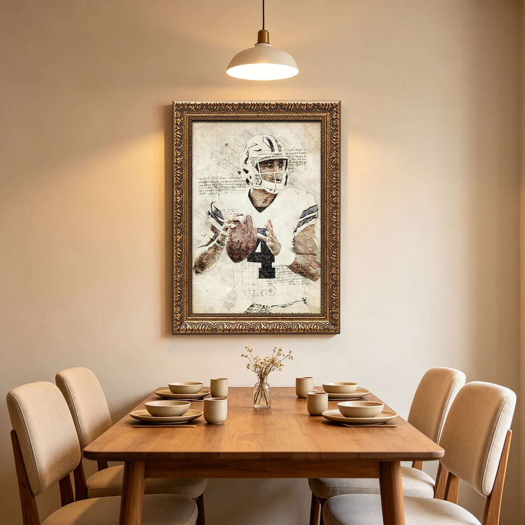 Dak Prescott Sports Celebrity Art Deco Poster 4 Canvas Wall Art Poster Decor Gift