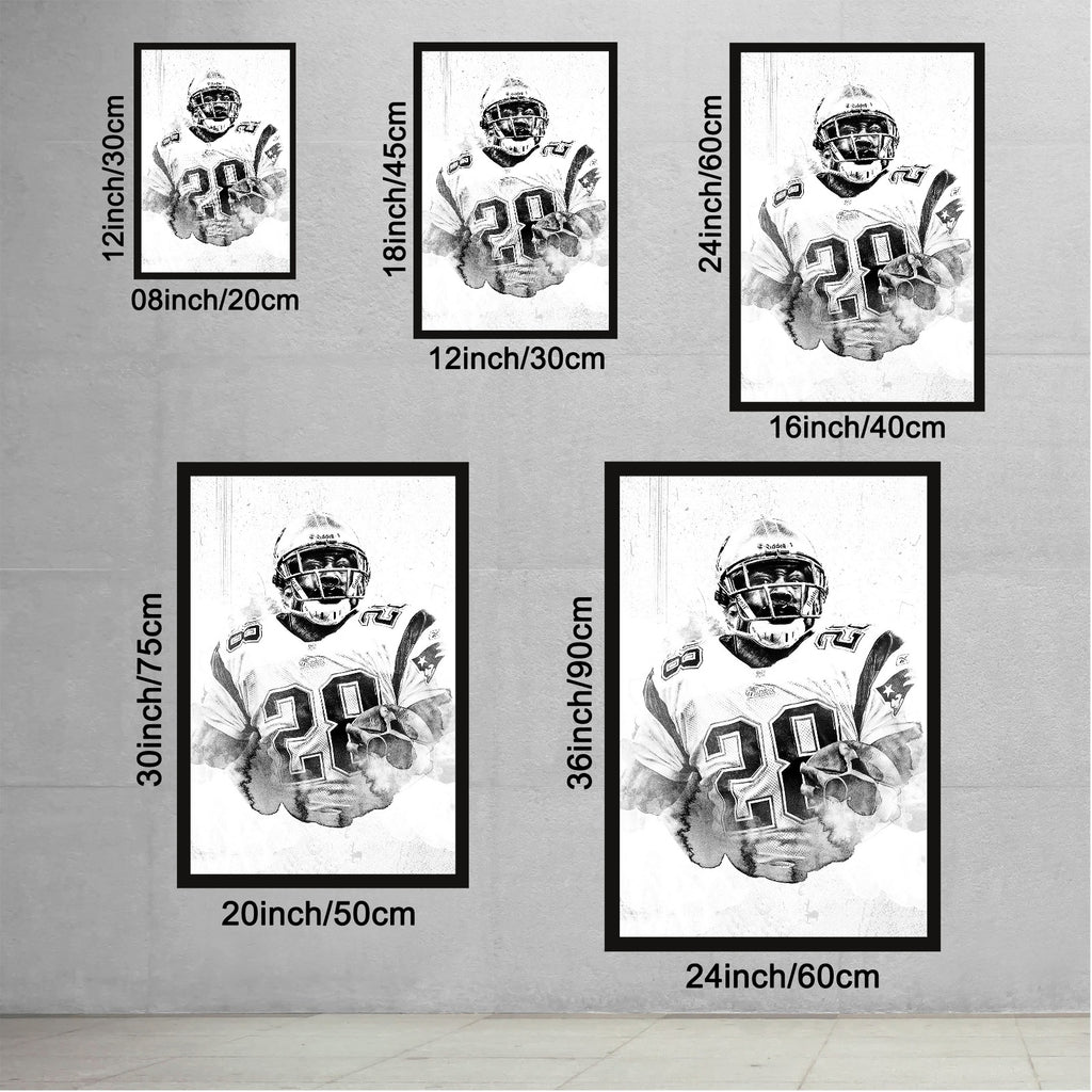 Corey Dillon Art Sports Decorative Poster School Dormitory 1 Canvas Wall Art Poster Decor Gift