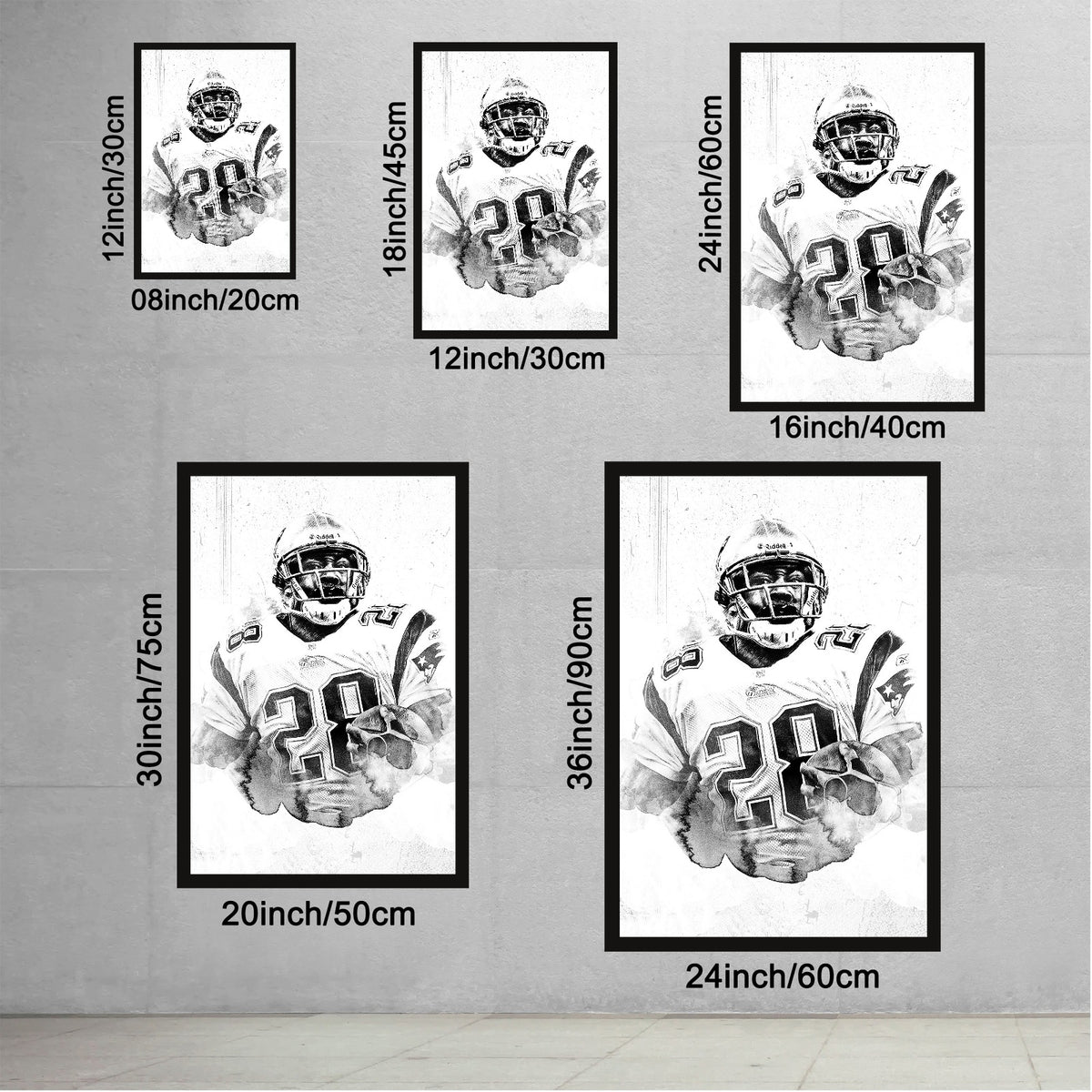 Corey Dillon Art Sports Decorative Poster School Dormitory 1 Canvas Wall Art Poster Decor Gift