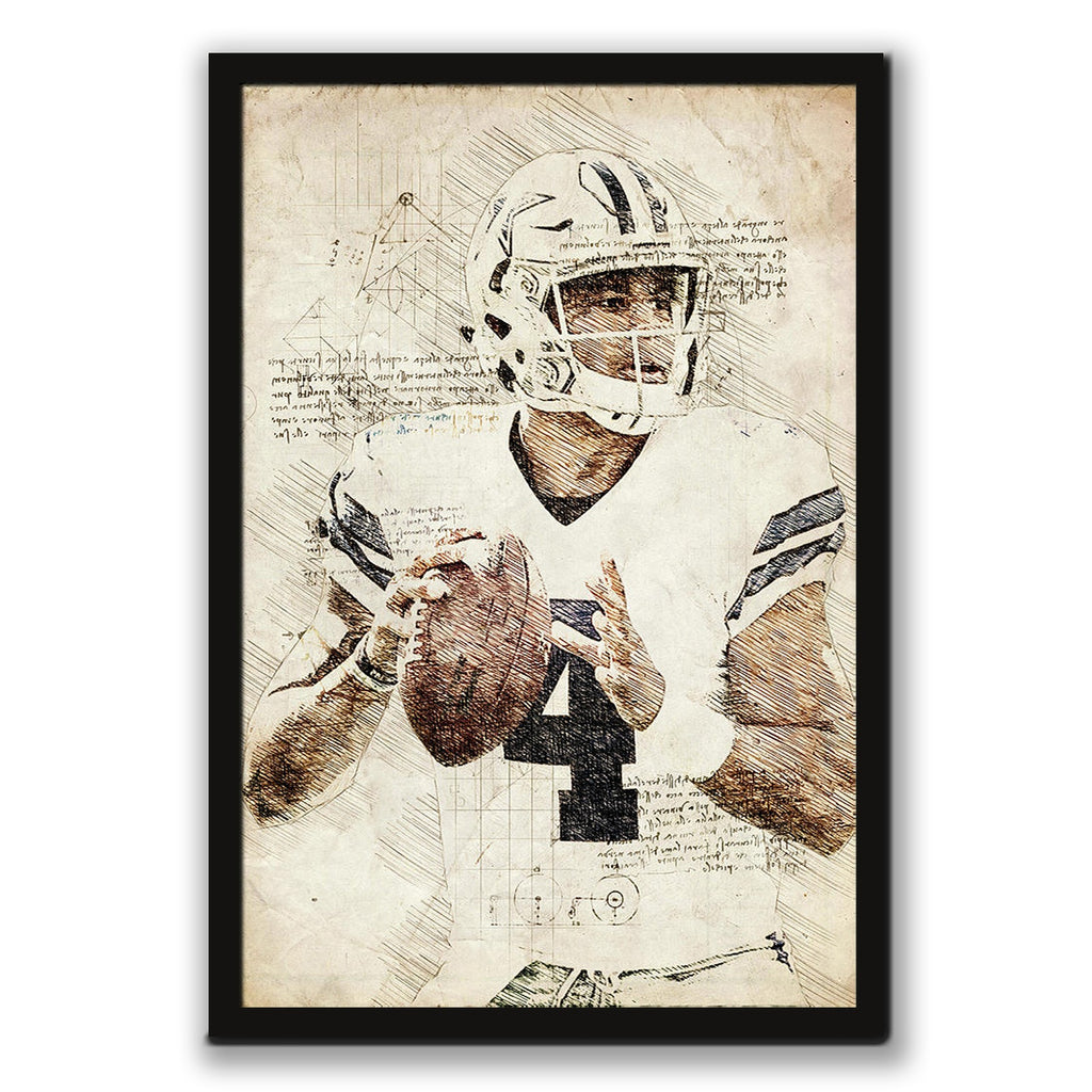 Dak Prescott Sports Celebrity Art Deco Poster 4 Canvas Wall Art Poster Decor Gift